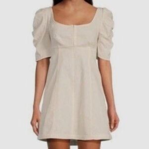 Elegant Cream Puff Sleeve Dress